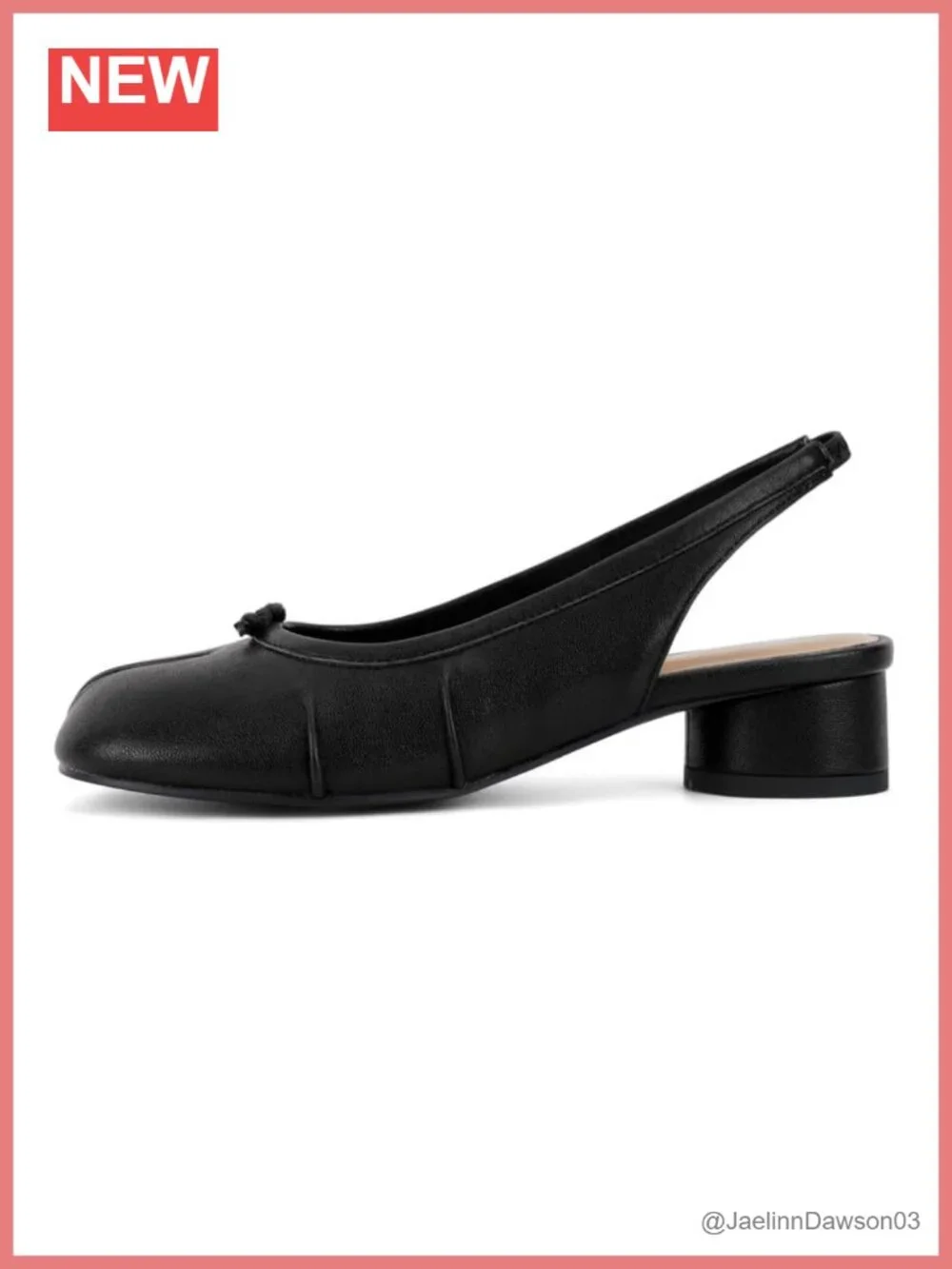 Tabi Split Toe Slingback Low Block Heel PU Pumps for Women